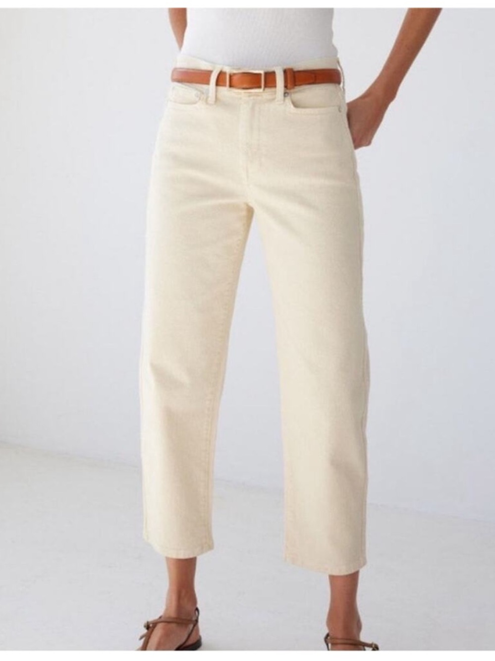 AYR The Beat Drop Crop Jeans Tan